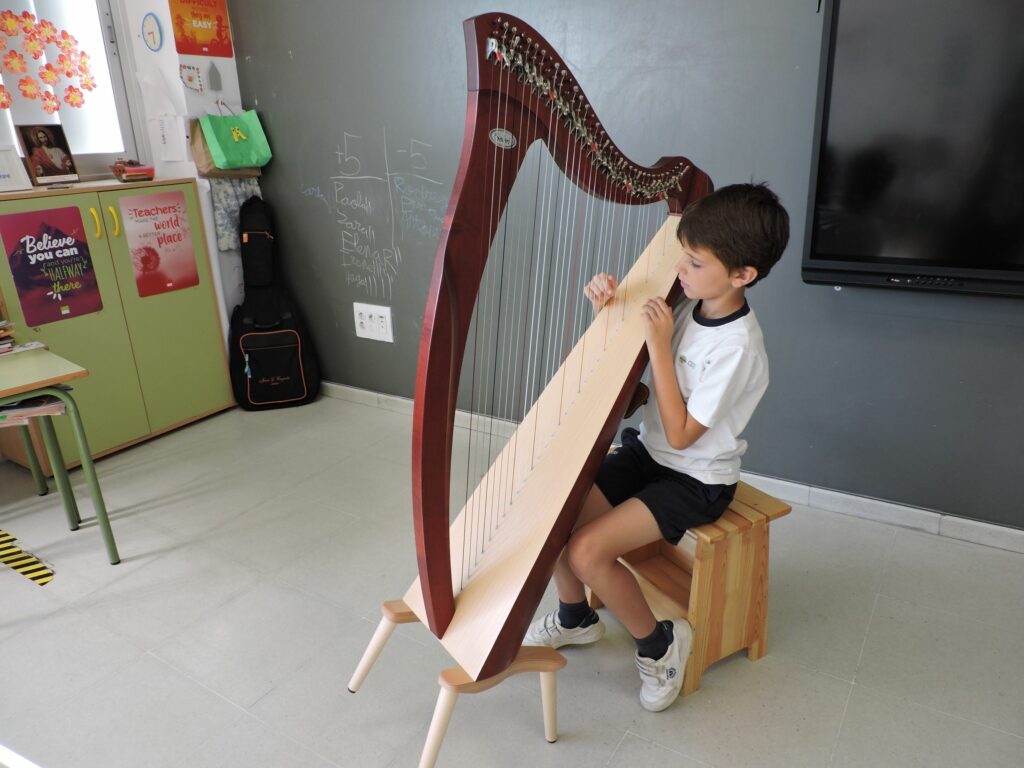 1 DSCN8448 • Manuel Aguilar, alumno del Colegio CEU San Pablo Sevilla, realiza una exhibición de arpa